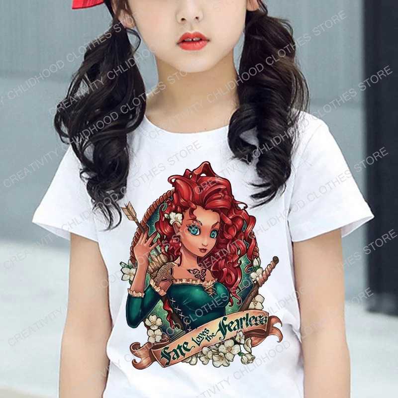 2022 Summer New Disney Princess Bad Girl Children's T-Shirt Clothes Kawaii Anime Cartoons Kid Boy Girs T Shirts Casual Tops Tees