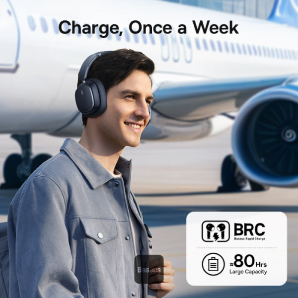 Baseus H1 Pro Wireless Headphone Hybrid -48dB Active Noise Cancellation Bluetooth Headset Hi-Res Certified LHDC Code Earphone. 