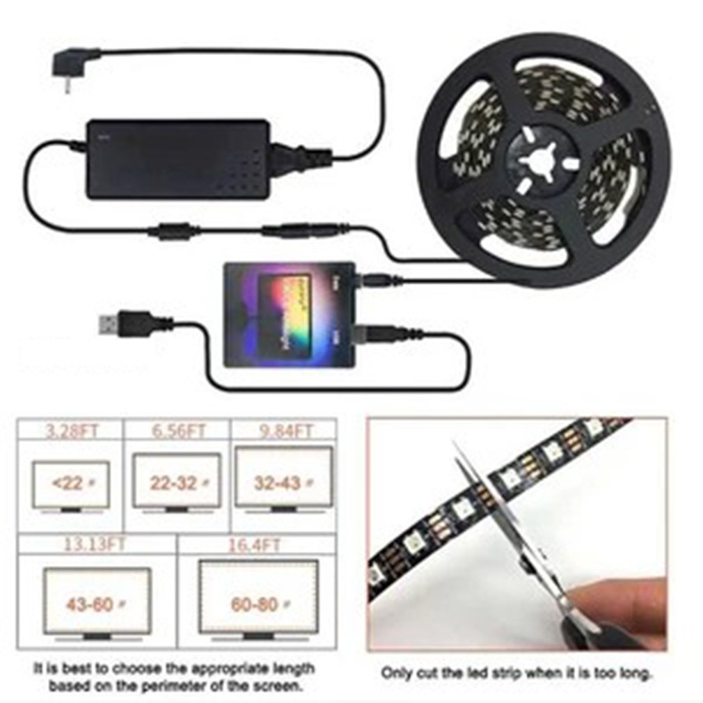 DIY Ambilight TV PC dream screen USB LED strips computer monitor LCD screen USB background LED strip. 