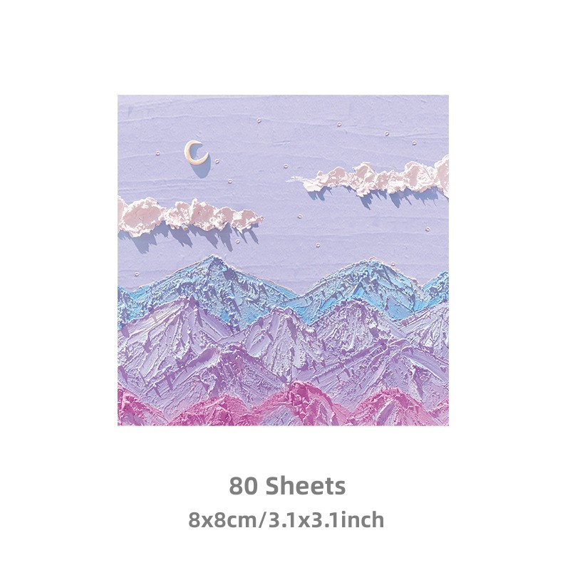 RHS Online 80PCS Oil Painting Landscape Series Memo Pad Sticky Notes Album Diary Journal Decorative DIY Scrapbooking. 