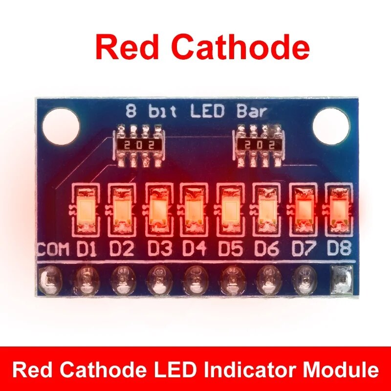 3.3V 5V 8 Bit Blue / Red Common Anode / Cathode LED Indicator Module ...