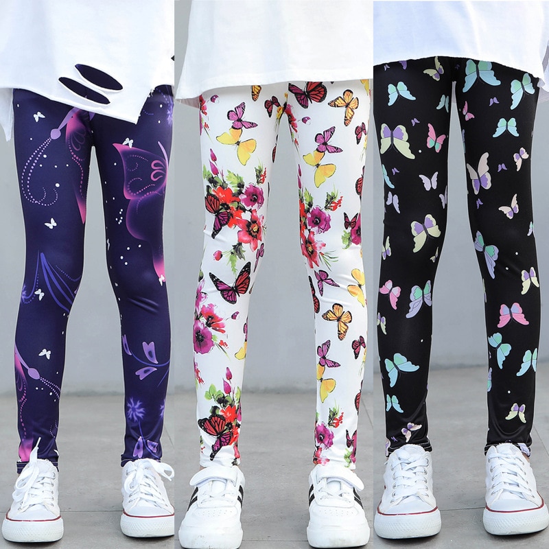 Girls Leggings 2022 Spring and Autumn Thin Children's Stretch Printed Pants Korean Fashion Children Pants Summer Clothing 2-12Y