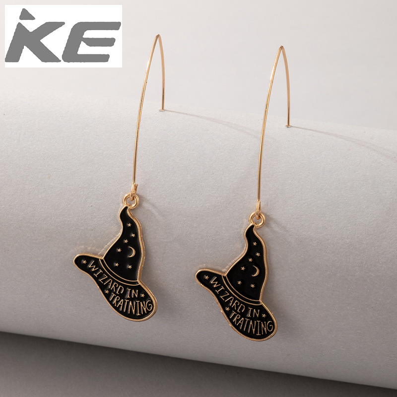 Festive Earrings Simple Black Magic Hat Stud Earrings Star Moon Wizard Hat Earrings for girls for women low price