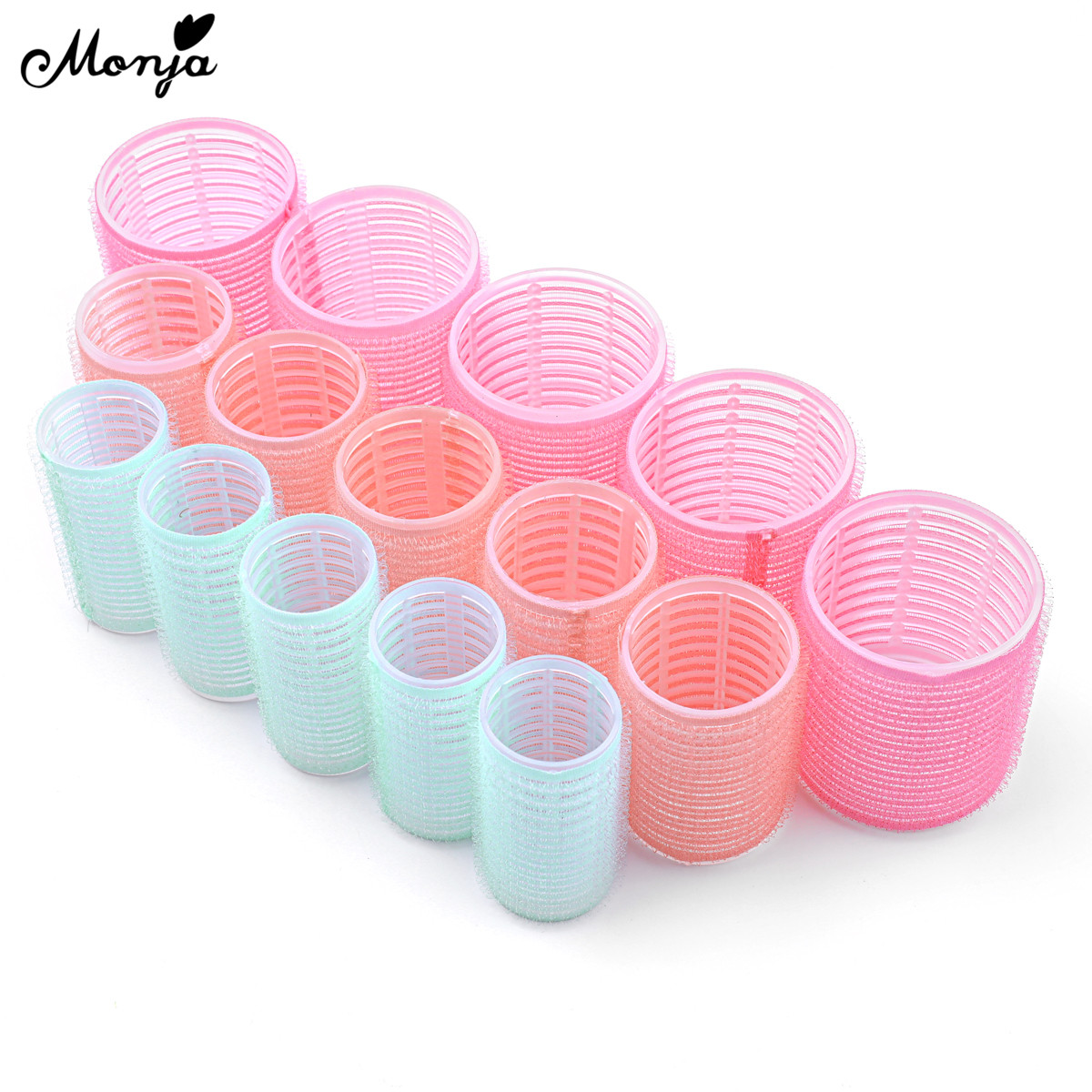 Monja 6Pcs/Set Hair Roller Multiple Size Natural Curls Curlers Self-adhesive Roller Fluffy Hair Home Use Styling Tools. 