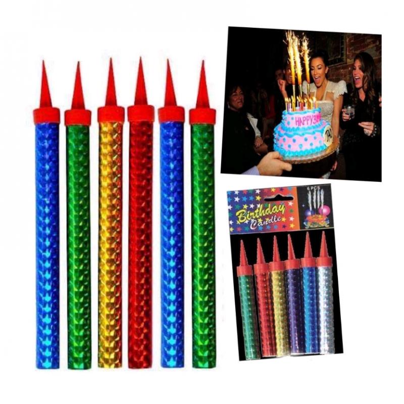 Sparkler Candles for Birthday and Wedding Cakes – Pack of 6 Candles. 