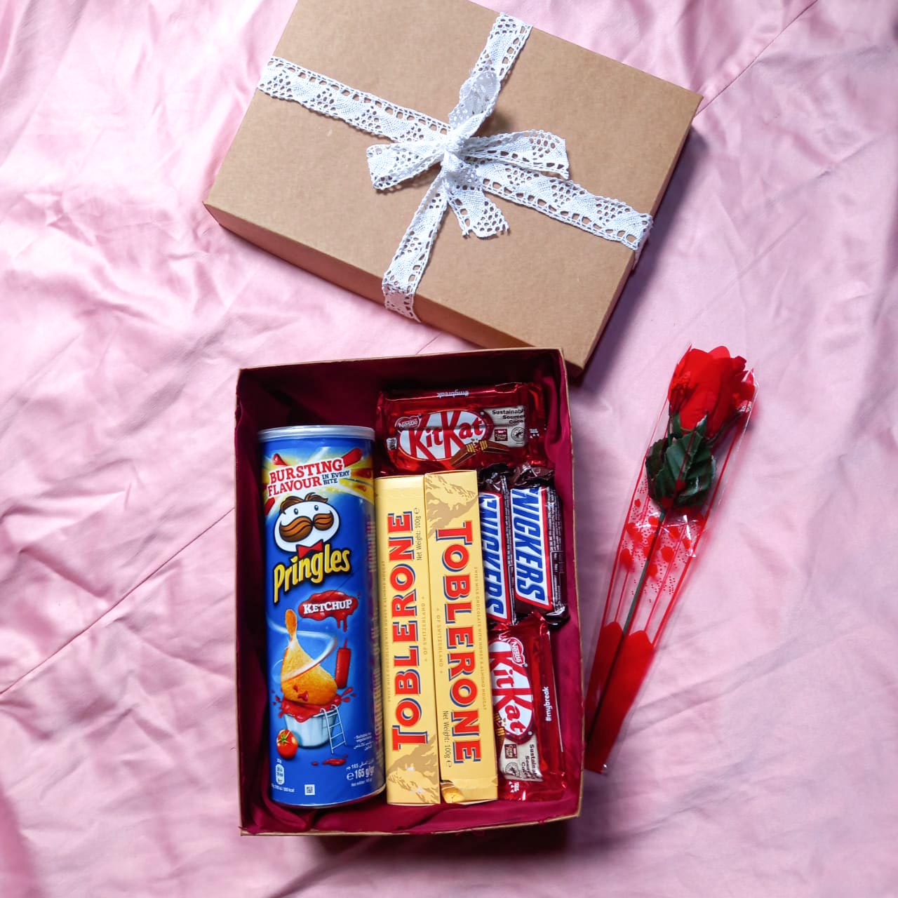 Chocolate Gift Box with Pringles Serrt gift box love gift anniversary gift birthday gift. 