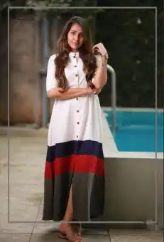 Original Linen Beautiful Long Frock 