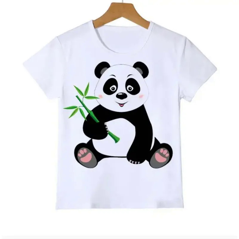 Cute best kids T-shirt funny panda animal collection cartoon pattern summer t shirt for boys/girls white short sleeve tops. 