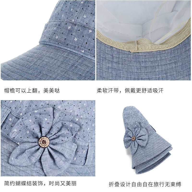 Middle-Aged and Elderly Women's Hat Spring Autumn Summer Thin Breathable Sun-Proof Wide Brim Bucket Hat Sun Protection Fashion Sun Hat Mom Style Hat. 