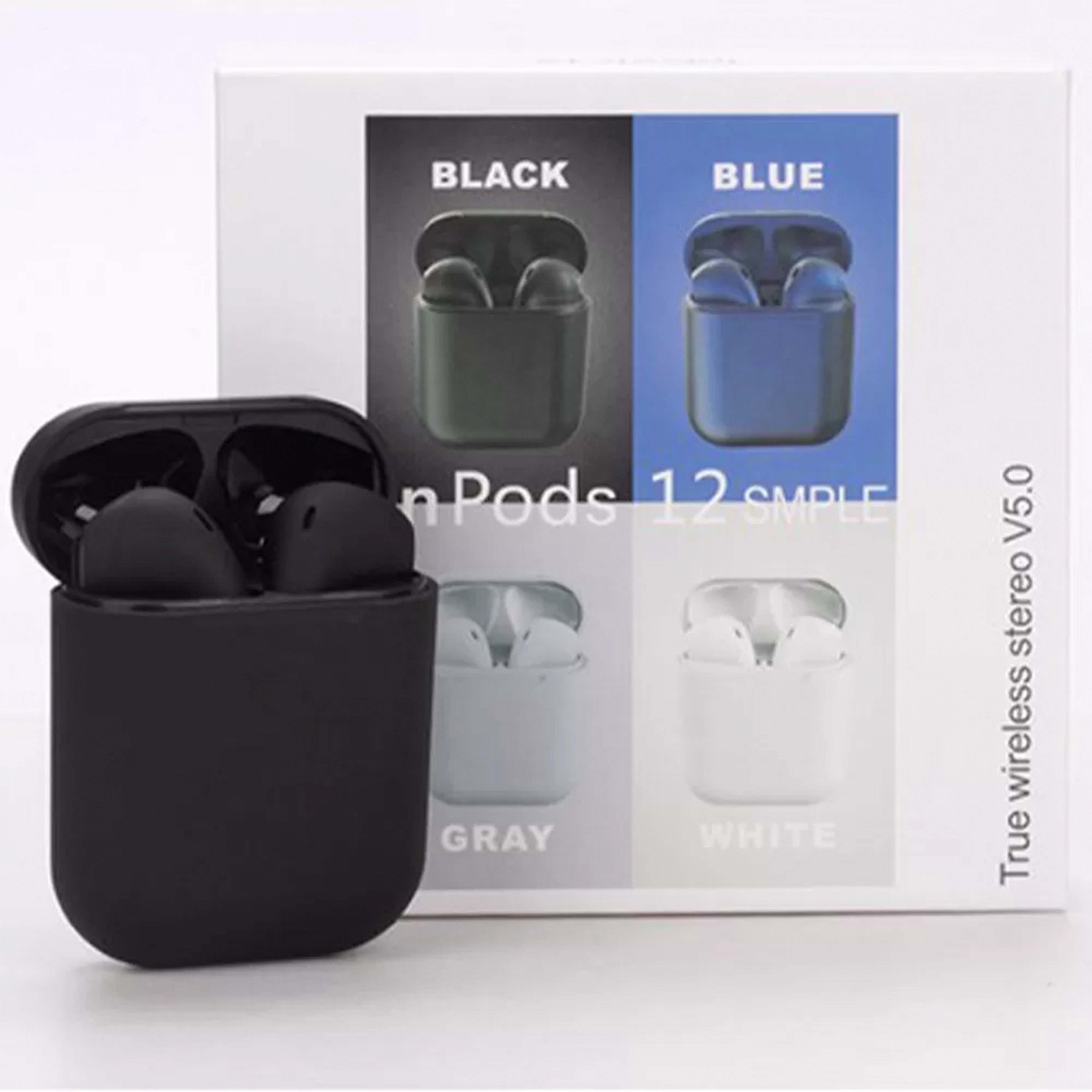InPods 12 Simple True Wireless Stereo Headset Bluetooth V5.0 TWS Earbuds Airbuds Earphone with Charging Case Touch Control i12 Earbuds. 