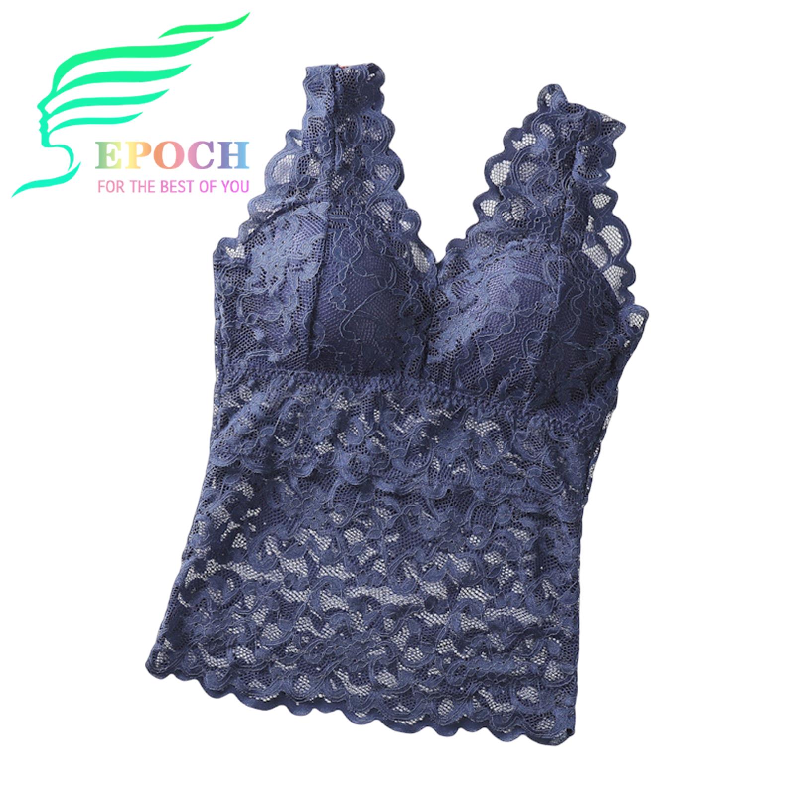 Epoch See-through Pads Beauty Back Thin Bra Vest Sweet Lace Stitching Casual Underwear Top. 
