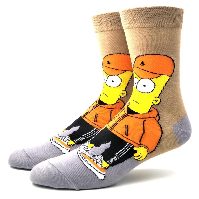 Simpsons Cartoon Anime Funny Socks Men Hip Hop Print Novelty Crazy Sokken Hip Hop Unisex Comfortable Skateboard Happy Meias. 