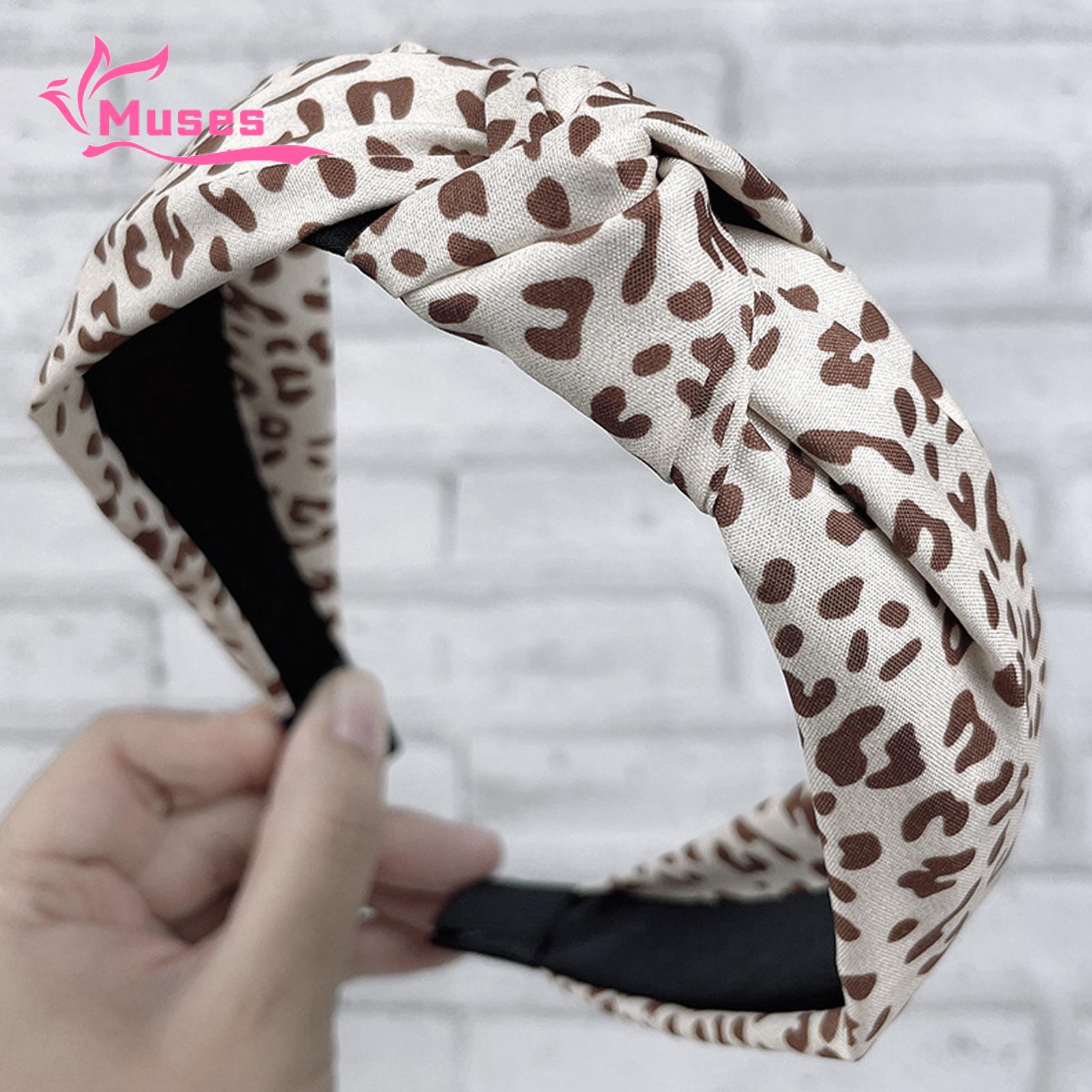 Muses Mall Wide Leg Headband Leopard Print Heart Knot Hairband Retro Anti-slip Hair Accessory for Women Women Headband. 