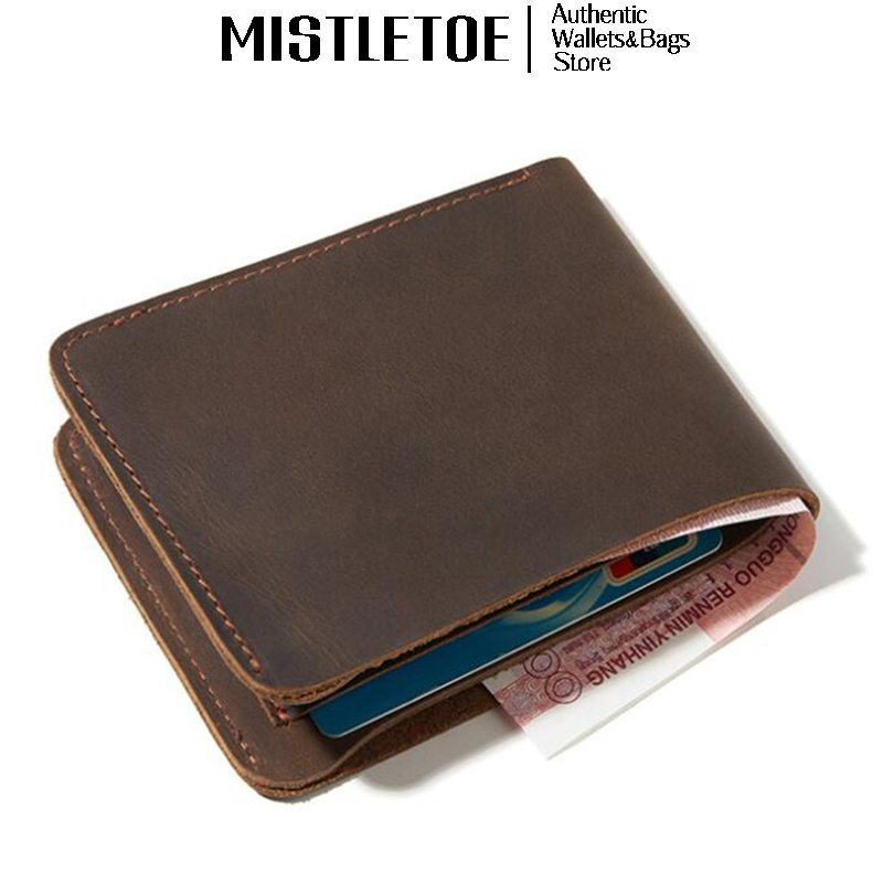【ZIME】 Casual  Handmade Men Wallet Original  Cow Leather Purse Small Horizontal Bifold Wallet for Men