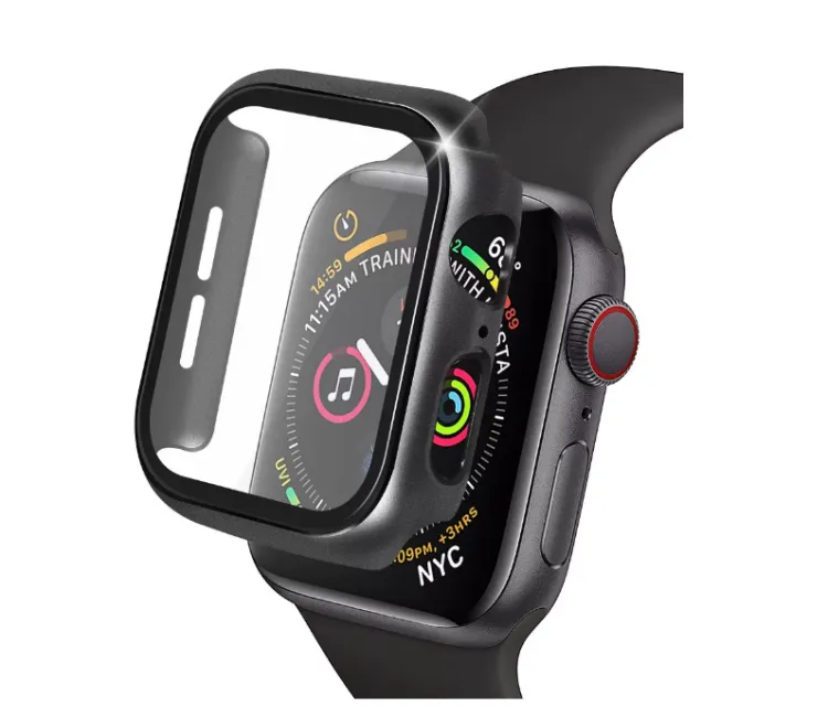 Tempered Glass and Case for Apple Watch Series 4 5 6 SE 7 8