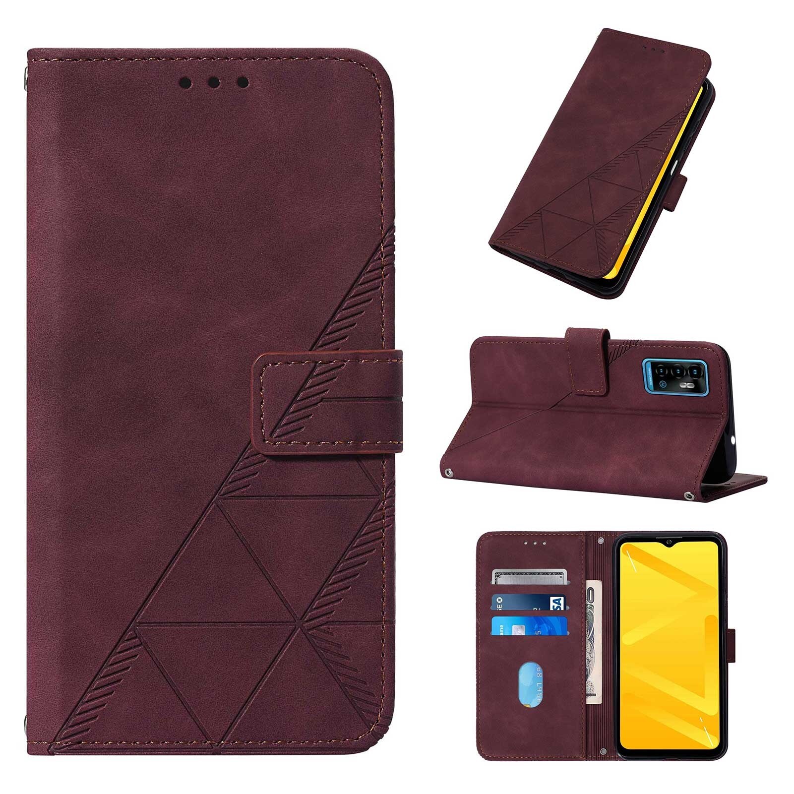lthmy for ZTE Blade A71 case slim Embossed PU Leather Flip Stand Wallet Card Slots Cover. 