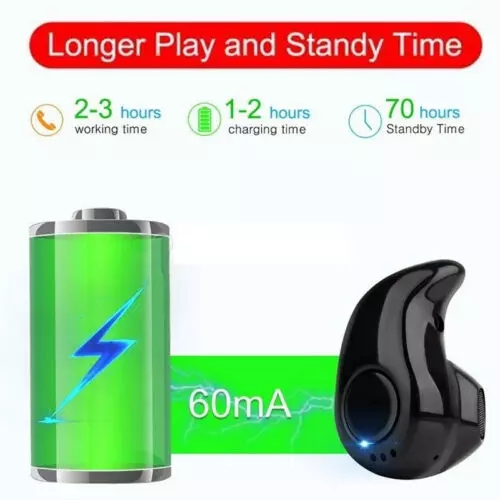 Mini  Wireless Earbud, Sweatproof Bluetooth Earphone with Mic Headphone, Single Invisible Sports In Ear Headset Bluetooth Headset Earphones Mini S530 Invisible Music 4.0 In-Ear Wireless Headphone Earbuds For All Smart Phones tablet. 