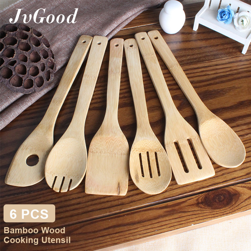 Jvgood 6pcs Set Cooking Utensils Bamboo Wood Non Stick Spatula Cooking Turners Utensil Set Healthy Bamboo Turners Spoon Spatula Kitchen Utensils Cooking Tools Set For Home Picnic Baking Tools Accessories 30cm Buy Sell Online