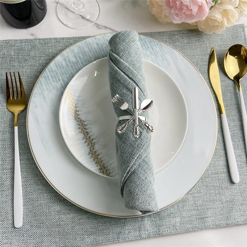 Knife and Fork Spoon Napkin Rings Holder for Christmas Party Silver. 