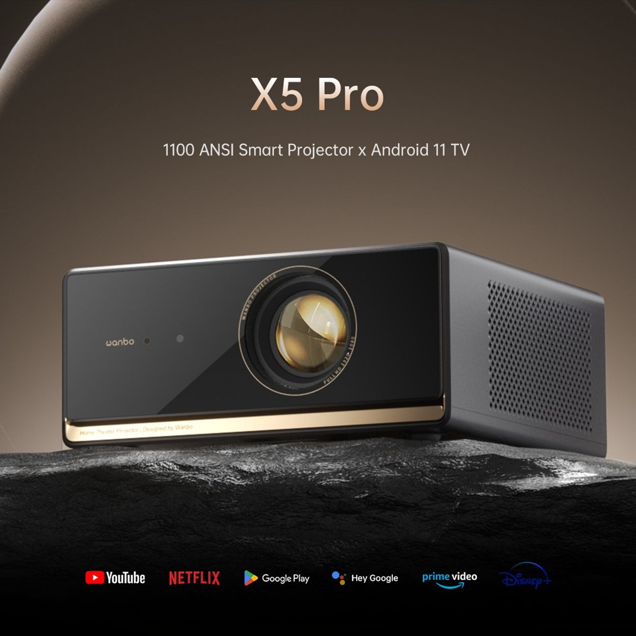Wanbo X5 Pro Projector Full HD 1080P Proyector Support 4K 1100 ANSI Android 11.0 Home Google Widevine L1 And Assistant. 