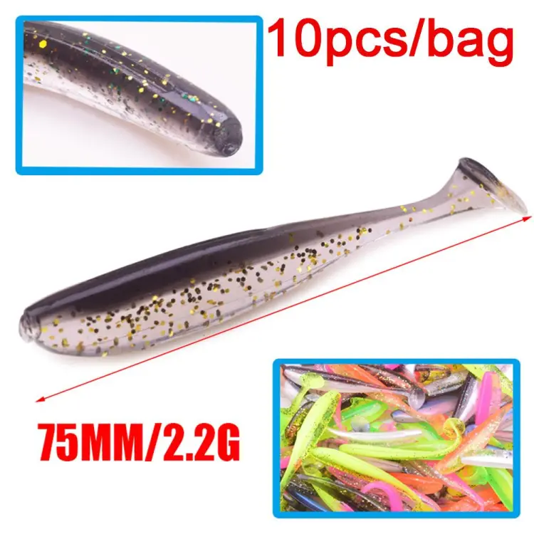 【BestGO】10Pcs/lot Durable Hot Double Color Swim Capuchin Maggot Soft  Plastic Lure Fishing Worm Bait Single T Tail