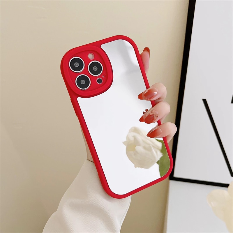 【ThinkWay】Fashion Mirror Phone Case For iPhone 13 12 11 Pro XS Max XR Makeup Mirror Back Cover For iPhone SE 7 8 Plus Protector Case. 