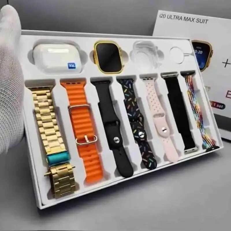 I20 Ultra Max Suit Smart Watch Gift Box Ultra 10+1 Smartwatch with 7 Straps Case 2.3 Inch HD Large Screen I20 Ultra Max. 