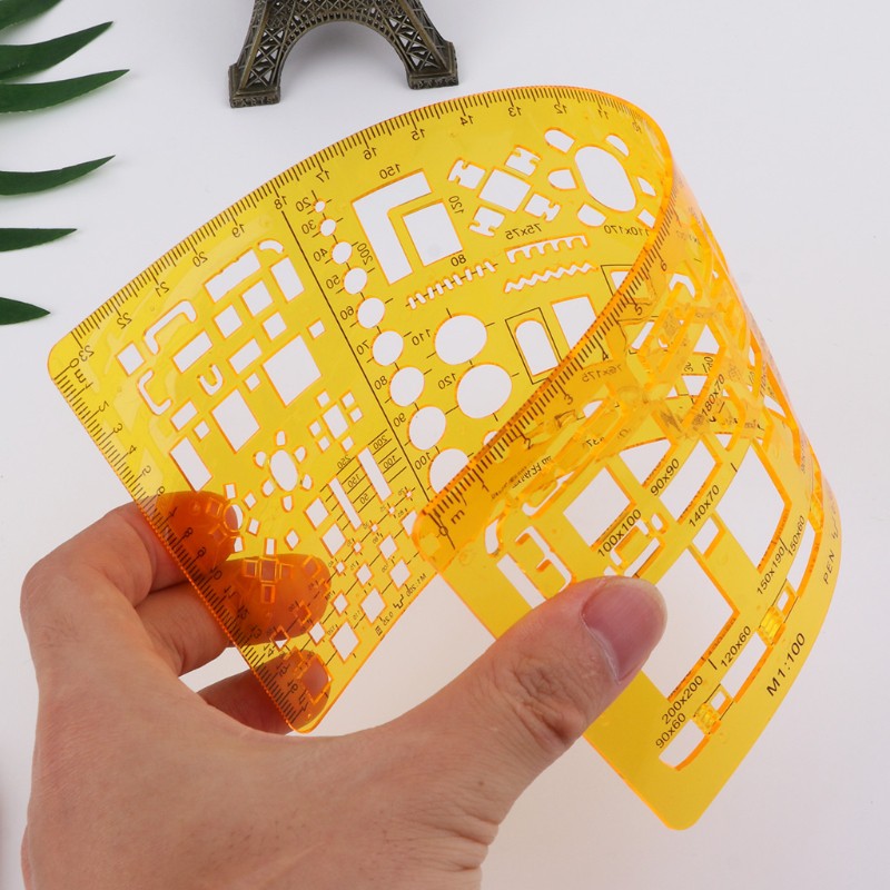 Professional Architectural Template Ruler Drawing Stencil Measuring Tool Student. 