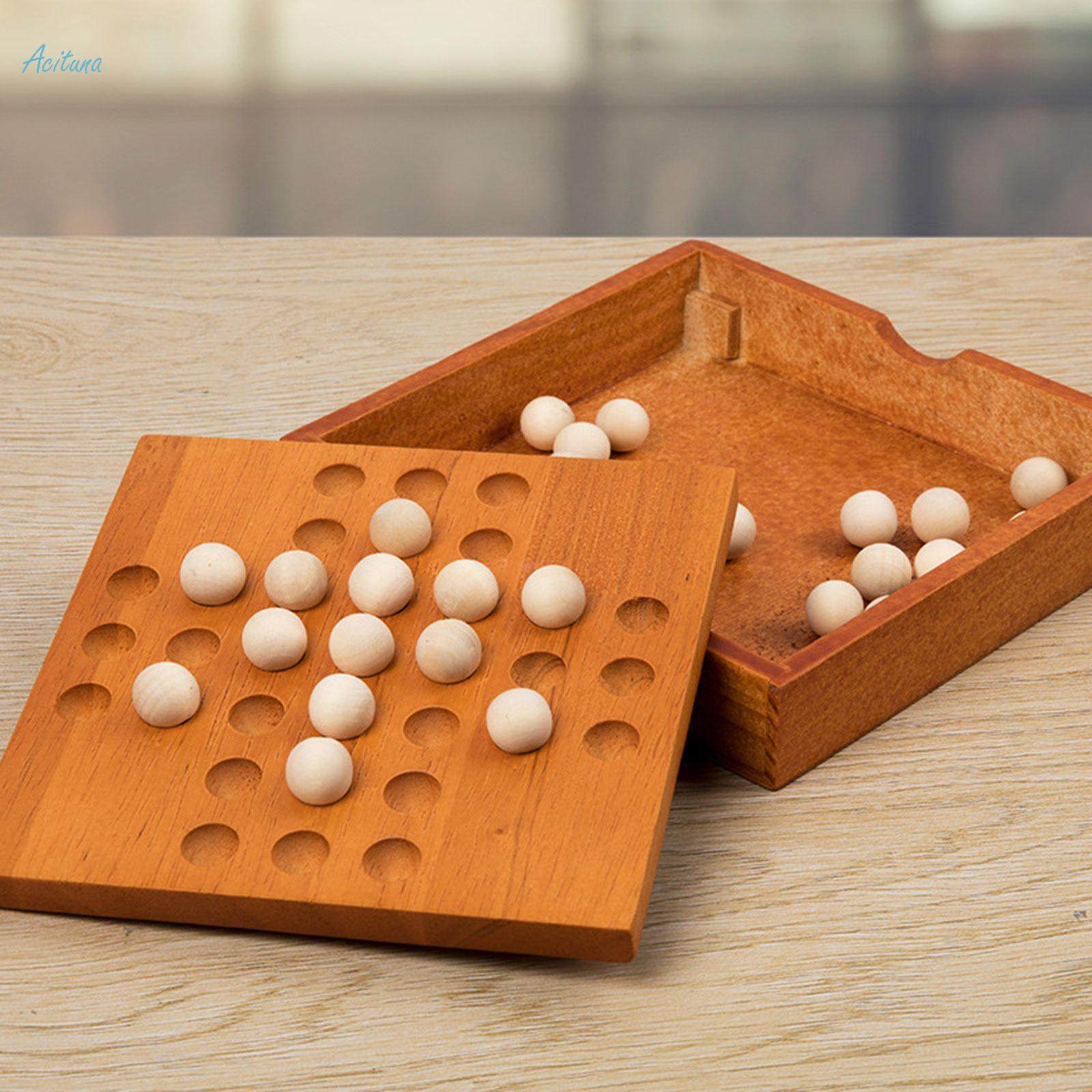 Peg Solitaire Board Game Chess Tabletop Game Marbles Game Board Classical and 33 Marbles. 