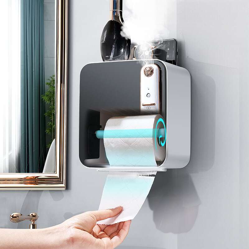 Support de rangement intelligent pour papier toilette aromathérapie, boîte à ventouses pour rouleau de papier toilette, non perforée, étanche_voghion.com