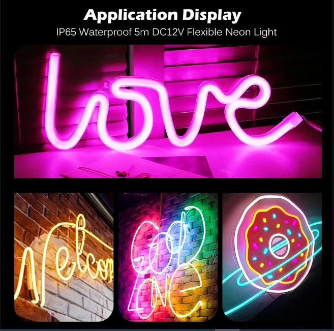 5m Neon LED Strip Light 12V For Lighting Characters and Patterns IP67 Waterproof Outdoor Use Decoration Flexible Neon LED Tape. 