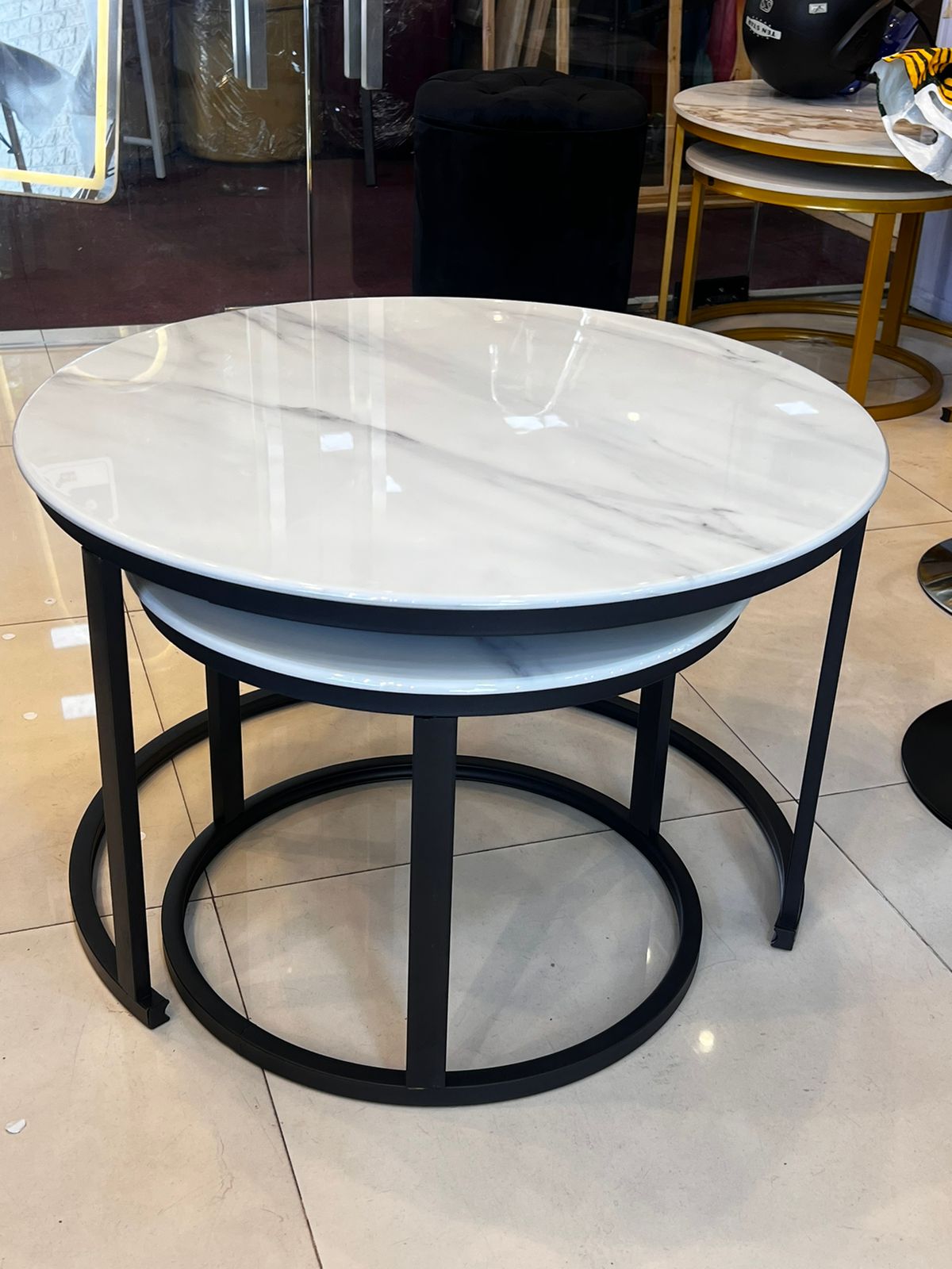 Granite Top & Steel Frame Luxury Two in 1  Coffee Tables