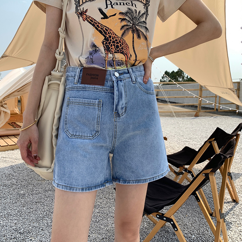 High-waist Wide-leg Denim Shorts 