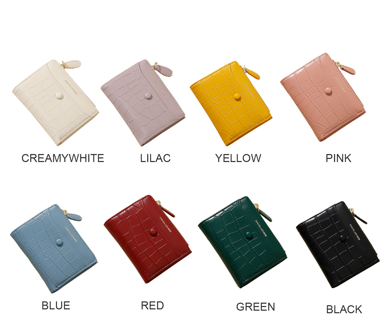 David Jones Paris Crocodile Pattern PU Leather Wallet Card Holder Organiser for Women and Gilrs. 