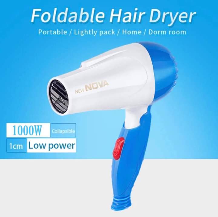 COMBO OFFER - Nova Hair Dryer + Nova 2 in 1 Hair Straightener & Curler Set - 1000W Professional Foldable Hair Dryer + Hair Straightner & Curling Beauty Tool Iron Straight Curl Dry For Women Ladies Girls NV-658 NV-1290 NV-838 NV-876. 