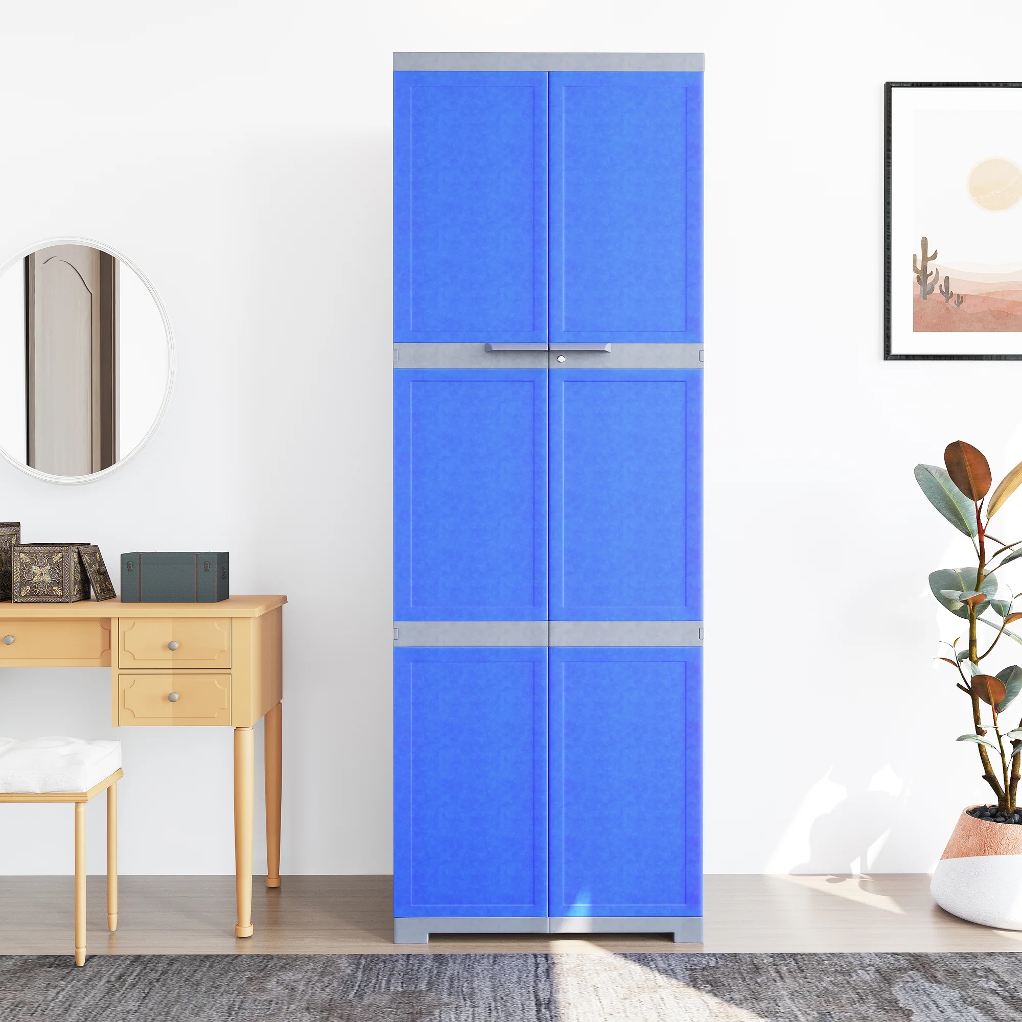 Nilkamal Freedom cupboard Mini Large (FML) Plastic Storage Cabinet (Deep Blue / Grey)