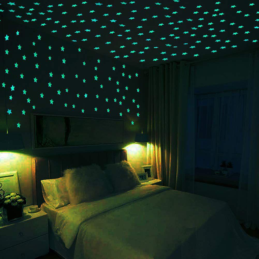 100pcs Plastic Luminous Fluorescent Glowing Night Sky Wall Sticker
