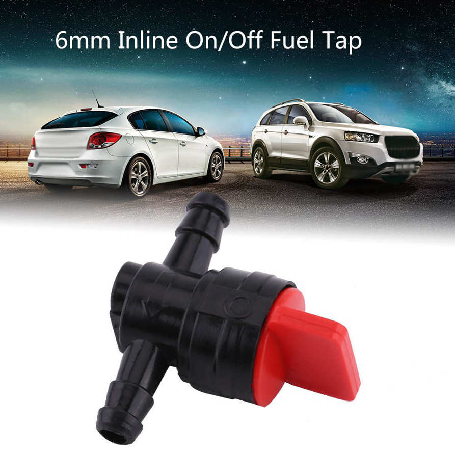 1Pc Universal Car Plastic 6mm Inline On/Off Fuel Tap Valve Petcock Pipe Hose DY