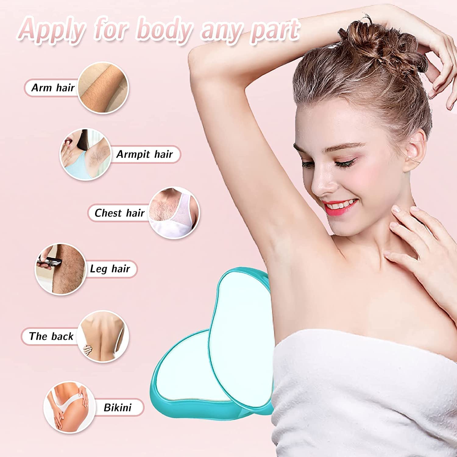 Crystal Hair Eraser Physical Hair Remover Rubber Safety Epilator Reusable Easy Clean Body Beauty Glass Hair Removal Tool. 