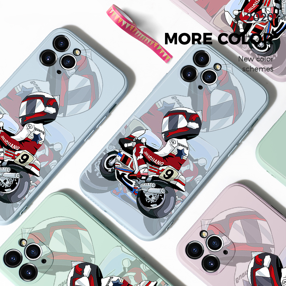 AMORVOR for Huawei P20 Lite Nova 3E Back Cover Cartoon Motorcycle Soft Case Multicolor Liquid Silicone Phone Cover. 