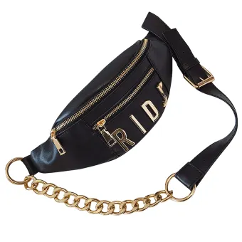 black chain fanny pack