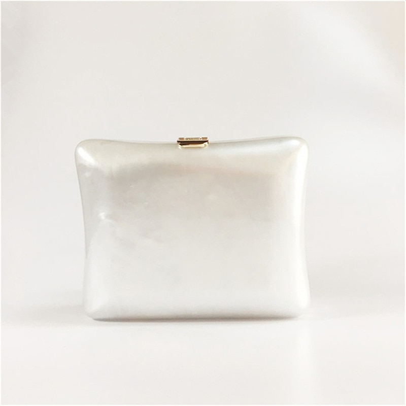 Luxury Brand Handbag Solid White Pearl Acrylic Evening Bags Chain