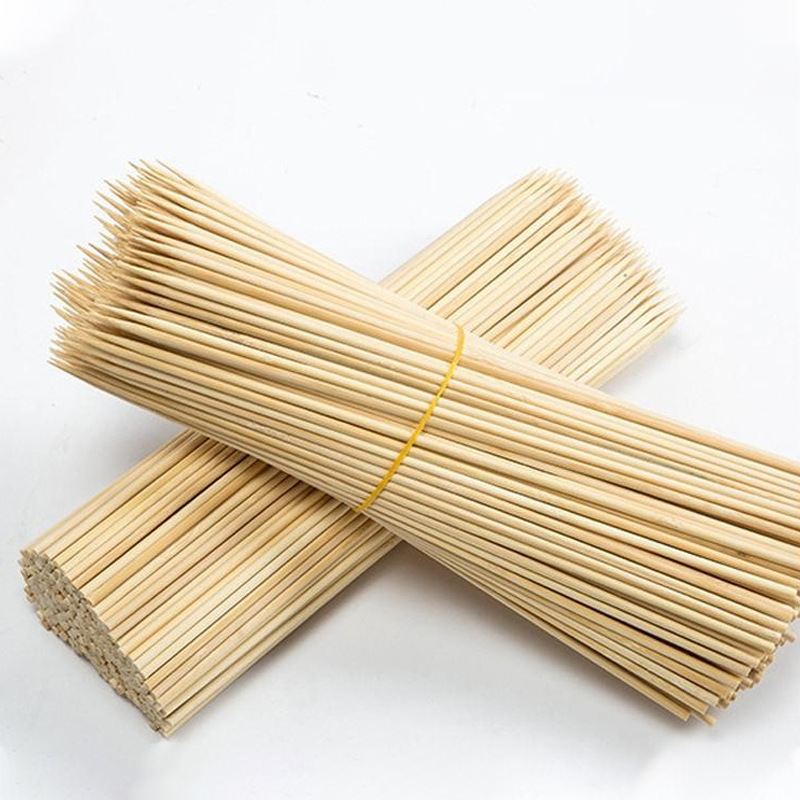 50pcs Bamboo Stick Food Grade Bamboo Skewer Sticks Disposable Natural Wood Long Stick For Barbecue Fruit BBQ Tools. 