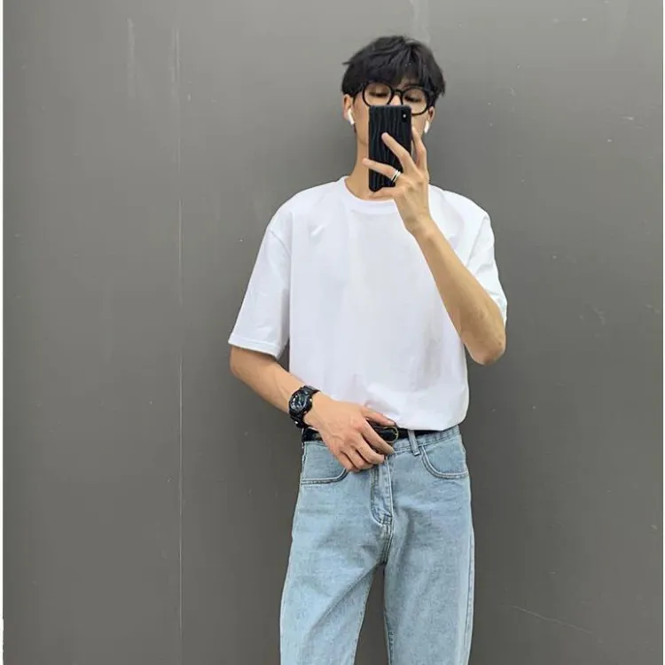 Korean style jeans and 2024 shirt