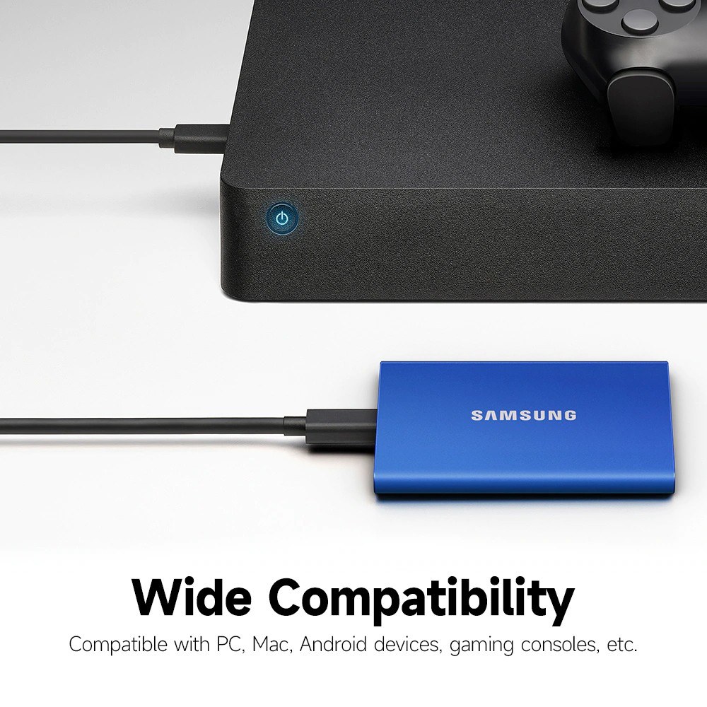 SAMSUNG T7 Type-C USB 3.2 Portable Solid State Drive 500GB Aluminum Alloy Portable SSD up to 1050MB/s Sequential Read Speed Blue-1tb. 