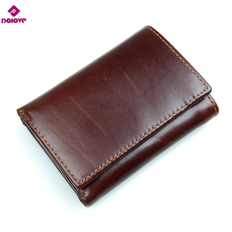 【GUTTY Lifestyle Store

】DOLOVE Style RFID Men Vintage  Cow Leather Trifold Purse Card Holder RFID Protection s for wallet. 