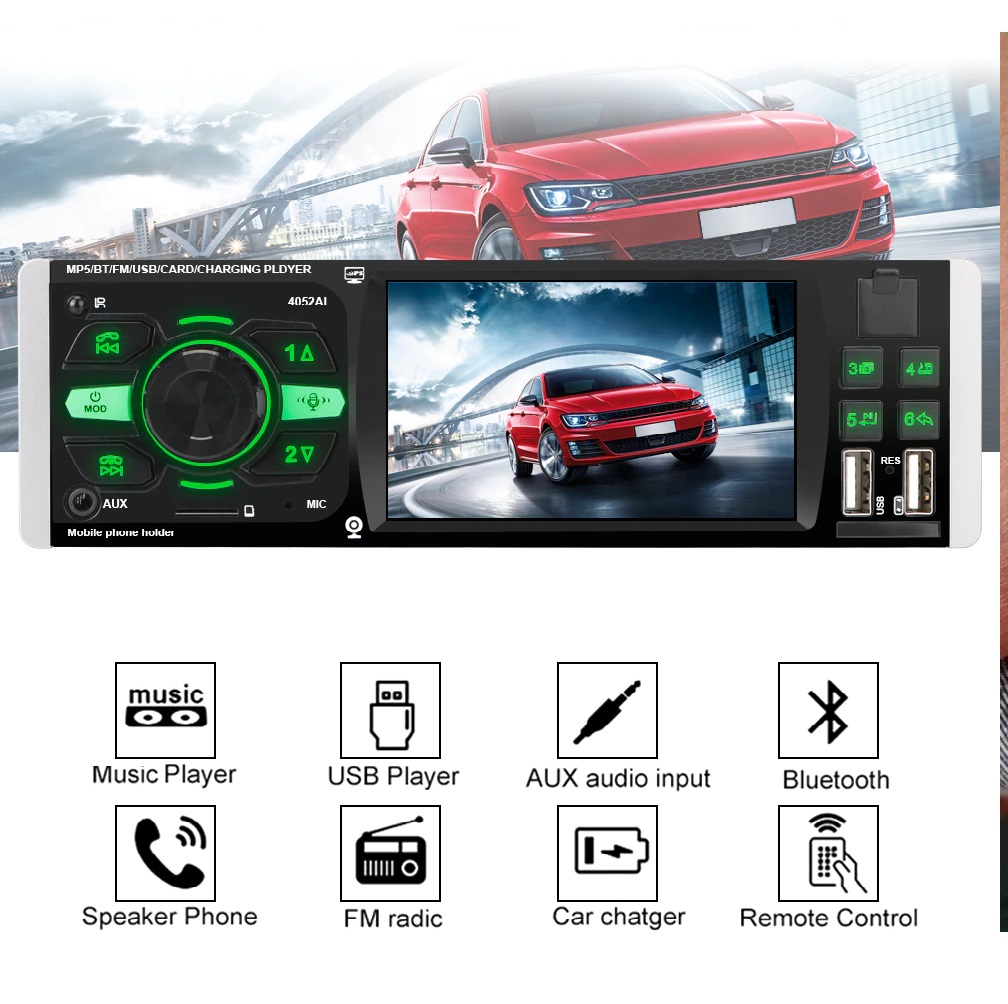 Maruti Or Any Car 4.1 Inch HD Digital Car MP5 Player FM Radio with Extention USB SD AUX Interfaces Car Stereo Audio MP5 Player. 