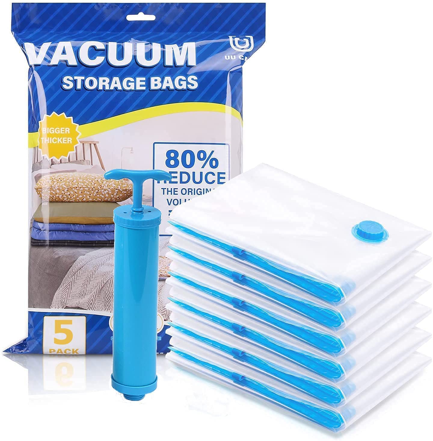 Vacuum Storage Bag with Suction Pump 5 pcs Organizer Travel Accessories Luggage Suitcase Wardrobe Blanket Clothes Cupboard Space Saving Bed Sheet Bed Daraz.lk