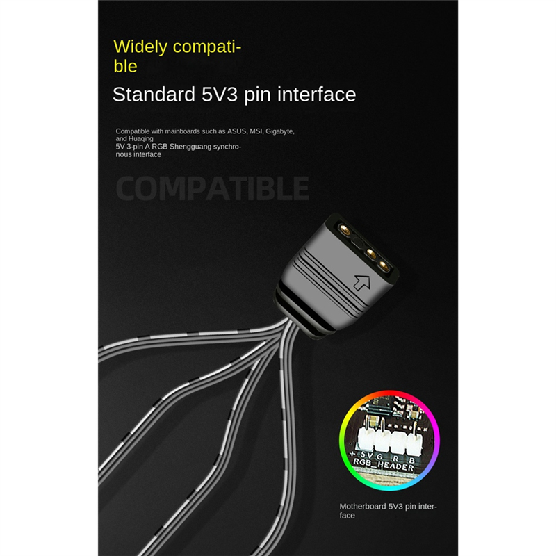 COOLMOON 5V 3Pin to SATA RGB Controller ARGB Controller Controller HUB Computer Fan LED Lighting RGB Control Cable. 