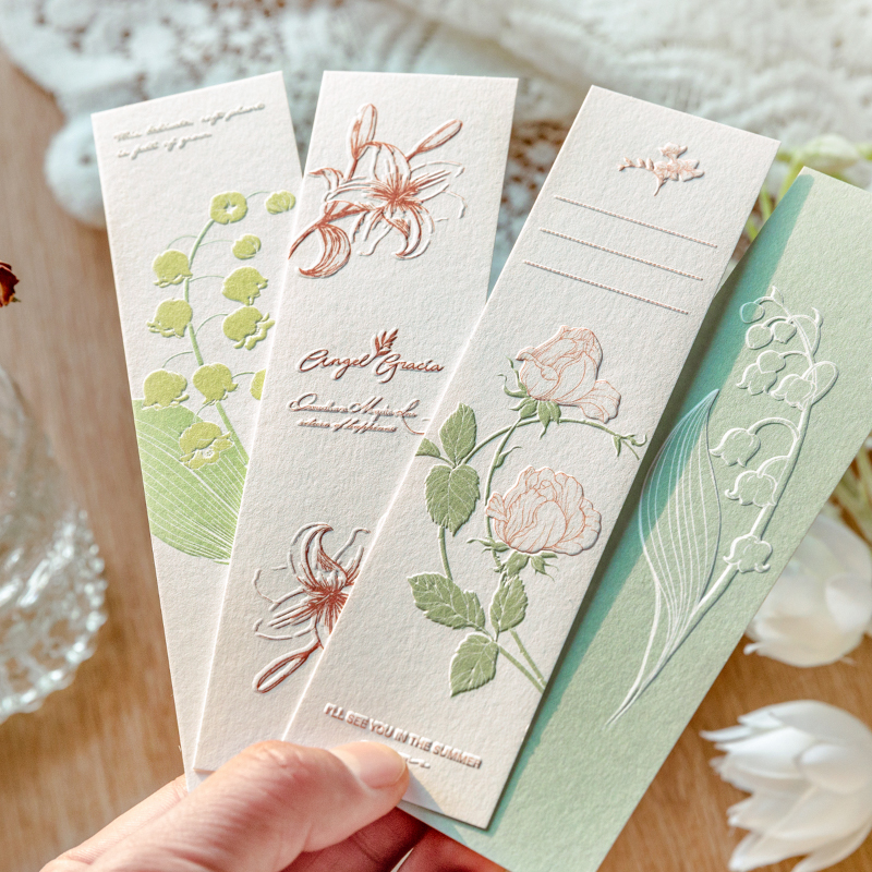 Special Paper Letterpress Box Bookmark Natural Imprinting Series Fresh Literary Gift Message Card 20 Pieces
